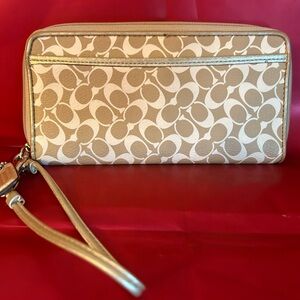 Coach Tan Signature Monogram Wallet